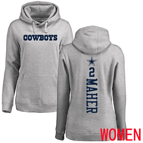 Women Dallas Cowboys Ash Brett Maher Backer 2 Pullover NFL Hoodie Sweatshirts